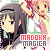 madoka magica series 50x50 button - picturing homura and madoka